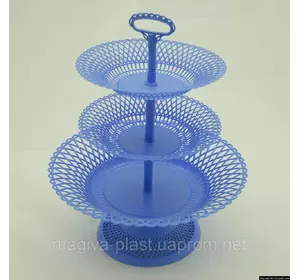 Пластиковая круглая хлебница с тремя ярусами (голубой цвет)
