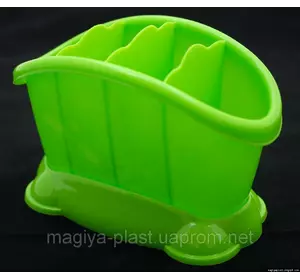 Пластиковая подставка-сушка для столовых приборов "Овальная" (салатовый цвет)