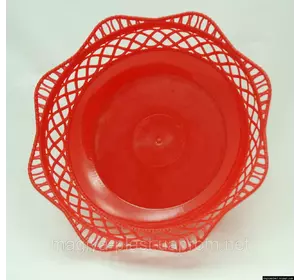 Пластмассовая ажурная круглая корзинка для хлеба Ø25 см (красный цвет)