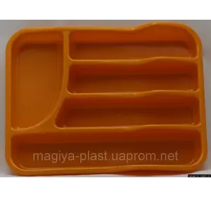 Пластиковый прямоугольный лоток-вкладыш в шуфлядку для столовых приборов 34см х 26см (оранжевый цвет)