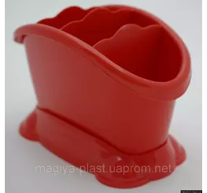 Пластиковая подставка-сушка для столовых приборов "Овальная" (красный цвет)