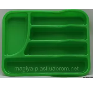 Пластиковый прямоугольный лоток-вкладыш в шуфлядку для столовых приборов 34см х 26см (салатовый цвет)