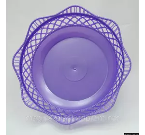 Пластмассовая ажурная круглая корзинка для хлеба Ø25 см (сиреневый цвет)