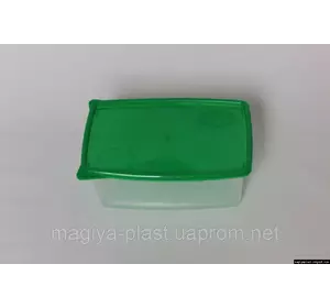 Пластиковый прямоугольный контейнер (лоток) 0.8л "Европейский" с жесткой крышкой (разные цвета крышки)