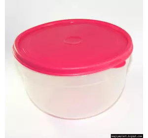Пластиковый круглый контейнер (лоток) 2.25л с мягкой крышкой (разные цвета крышки)