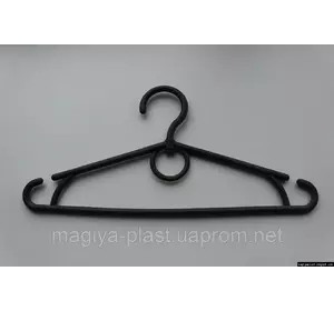 Пластмассовые плечики с перекладиной и вращающимся крючком 32см из переработанного пластика (черный цвет)