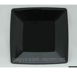 Пластмассовая квадратная закусочная (салатная) тарелка 18см х 18см (черный цвет)