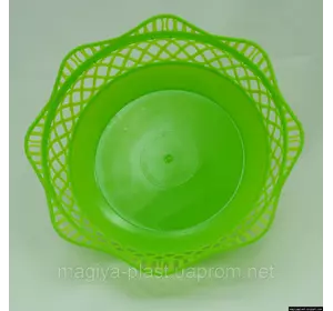 Пластмассовая ажурная круглая корзинка для хлеба Ø25 см (салатовый цвет)