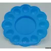 Пасхальная пластмассовая фигурная тарелка-подставка на 12 яиц и праздничный кулич Ø24 см (голубой цвет)