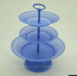 Пластиковая круглая хлебница с тремя ярусами (голубой цвет)