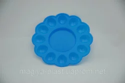Пасхальная пластмассовая фигурная тарелка-подставка на 12 яиц и праздничный кулич Ø24 см (синий цвет)