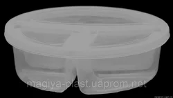 Пластиковый круглый тройной контейнер (лоток) 1.25л "Менажница" с жесткой крышкой (разные цвета крышки)
