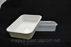 Пластиковый прямоугольный контейнер (лоток) "гастоемкость" 3.0 л с жесткой крышкой (натуральный цвет крышки)