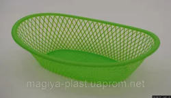 Пластиковая овальная корзинка для фруктов 27 см х 18 см (зеленого цвета)