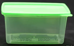 Пластиковый прямоугольный контейнер (лоток) 1.0л "Европейский" с жесткой крышкой (разные цвета крышки)