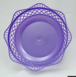 Пластмассовая ажурная круглая корзинка для хлеба Ø25 см (сиреневый цвет)