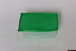 Пластиковый прямоугольный контейнер (лоток) 0.8л "Европейский" с жесткой крышкой (разные цвета крышки)