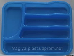 Пластиковый прямоугольный лоток-вкладыш в шуфлядку для столовых приборов 34см х 26см (голубой цвет)