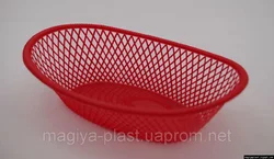 Пластиковая овальная корзинка для фруктов 27 см х 18 см (красного цвета)
