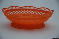 Пластмассовая ажурная овальная корзина для фруктов 27см х 22см (оранжевый цвет)