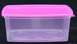 Пластиковый прямоугольный контейнер (лоток) 2.5л "Европейский" с жесткой крышкой (разные цвета крышки)