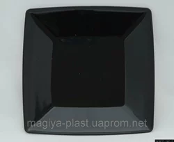 Пластмассовая квадратная закусочная (салатная) тарелка 18см х 18см (черный цвет)