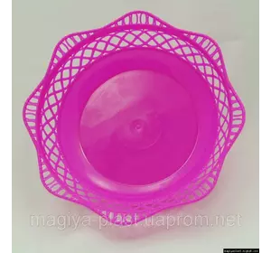 Пластмассовая ажурная круглая корзинка для хлеба Ø25 см (розовый цвет) Пластмассовая ажурная круглая корзинка для хлеба Ø25 см (розовый цвет)