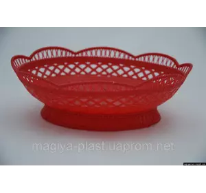 Пластмассовая ажурная овальная корзина для фруктов 27см х 22см (малиновый цвет) Пластмассовая ажурная овальная корзина для фруктов 27см х 22см (малиновый цвет)