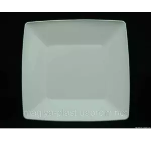 Пластмассовая квадратная закусочная (салатная) тарелка 18см х 18см (белый цвет)