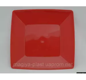 Пластмассовая квадратная закусочная (салатная) тарелка 18см х 18см (красный цвет) Пластмассовая квадратная закусочная (салатная) тарелка 18см х 18см (красный цвет)