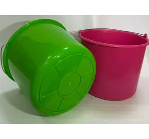 Круглое пластмассовое ведро 12л с мерной шкалой (разные цвета)