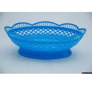 Пластмассовая ажурная овальная корзина для фруктов 27см х 22см (синий цвет) Пластмассовая ажурная овальная корзина для фруктов 27см х 22см (синий цвет)