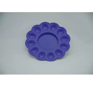 Пасхальная пластмассовая фигурная тарелка-подставка на 12 яиц и праздничный кулич Ø24 см (сиреневый цвет)
