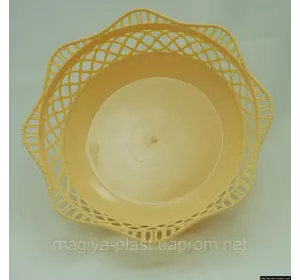 Пластмассовая ажурная круглая корзинка для хлеба Ø25 см (бежевый цвет)