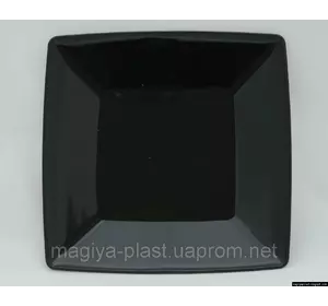 Пластмассовая квадратная закусочная (салатная) тарелка 18см х 18см (черный цвет) Пластмассовая квадратная закусочная (салатная) тарелка 18см х 18см (черный цвет)