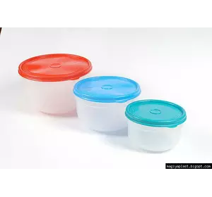 Набор пластиковых круглых контейнеров (лотков) "3в1" с мягкими крышками (лотки объемом: 0.5л, 1.25л, 2,25л)